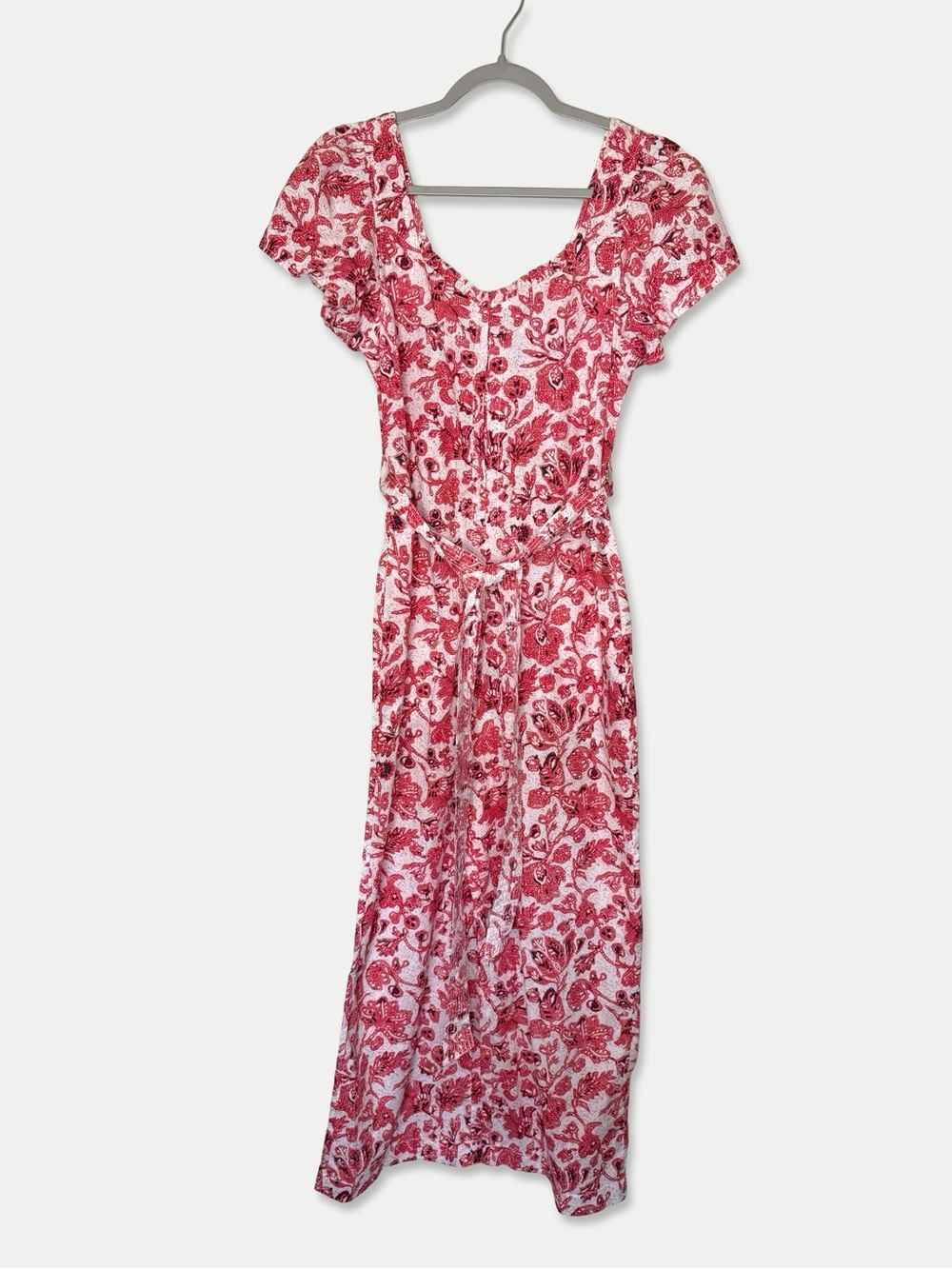 Find Me Now Red Floral Wide Leg Jumpsuit Size S